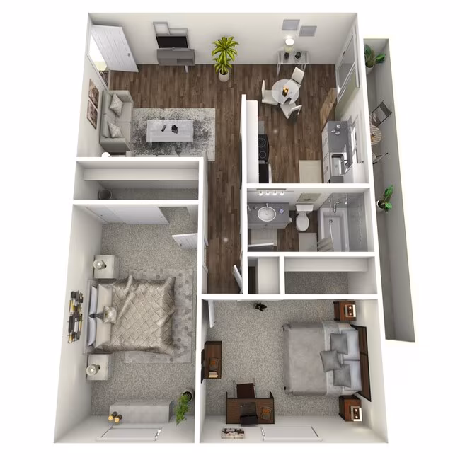 2 Bed 1.5 Bath Townhome C-206 floor plan